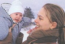 danish Billed Bladet 3. Mar. 1994 - holding baby Ulrikke outside snow