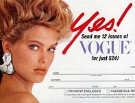 U.S. 1984 Minimal Dazzle pic subscribing VOGUE postcard pic by Andrea Blanch